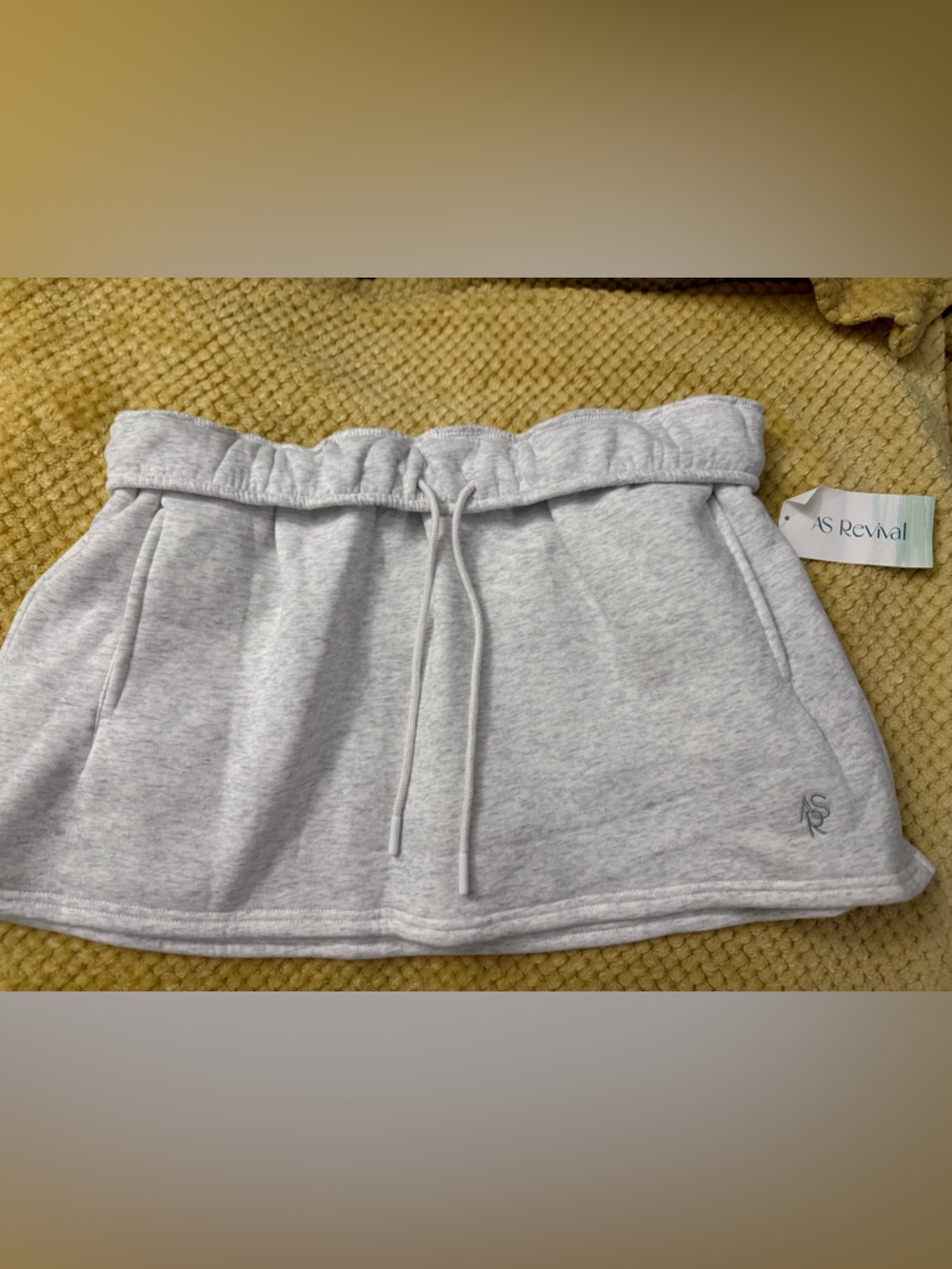 AS Revival Light Gray Mini Skirt with Drawstring Waist